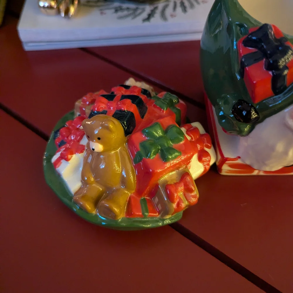 West Elm figural covered mug Santa with a sack